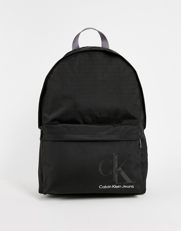 Calvin Klein Jeans Monogram Campus Backpack In Black