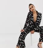 Missguided Wide Leg Pants Two-piece In Black Floral - Multi