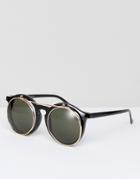 New Look Round Sunglasses With Flip Top Lens In Black - Black