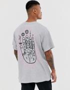 Hnr Ldn Palm Back Print T-shirt In Oversized - Gray