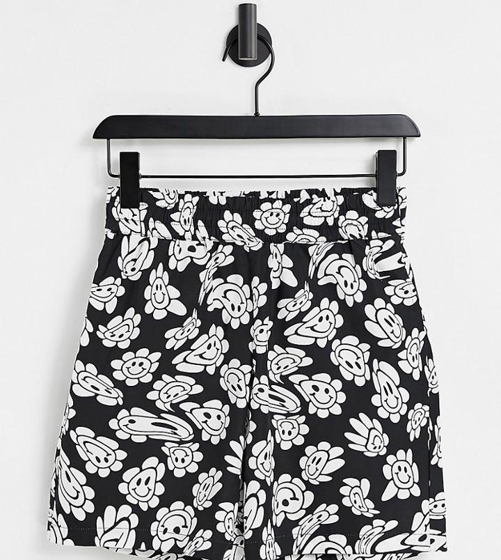 Collusion Unisex Coordinating Shorts With Warped Print-black