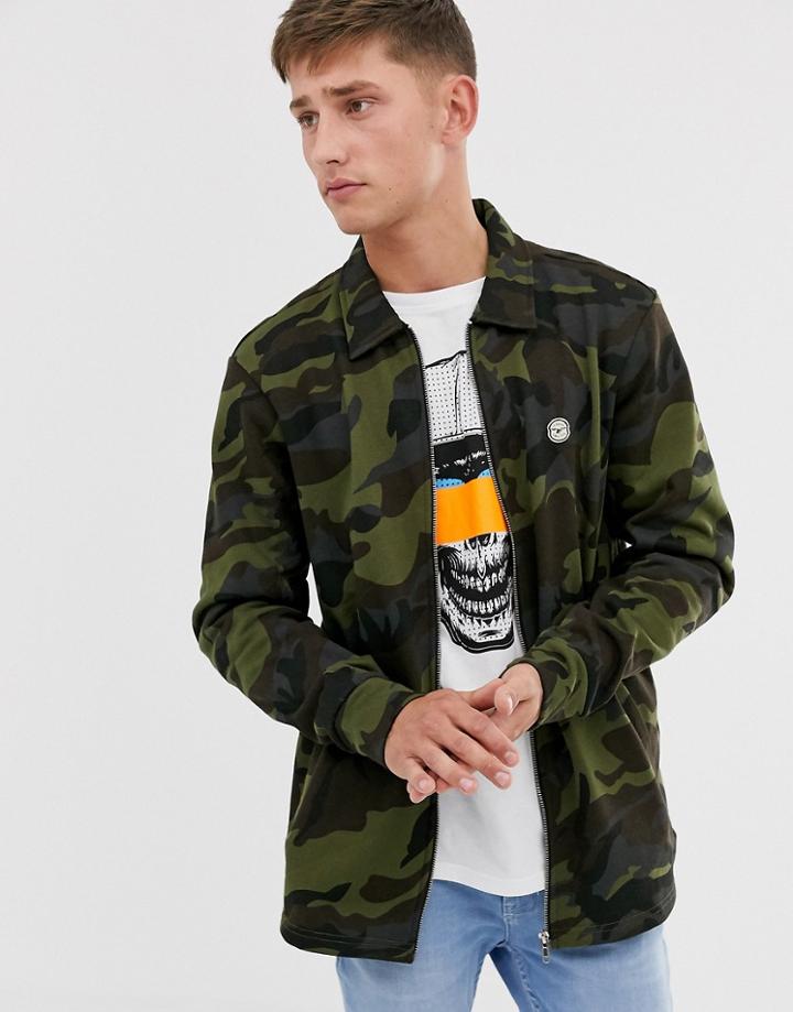 Le Breve Camo Zip Through Sweatshirt