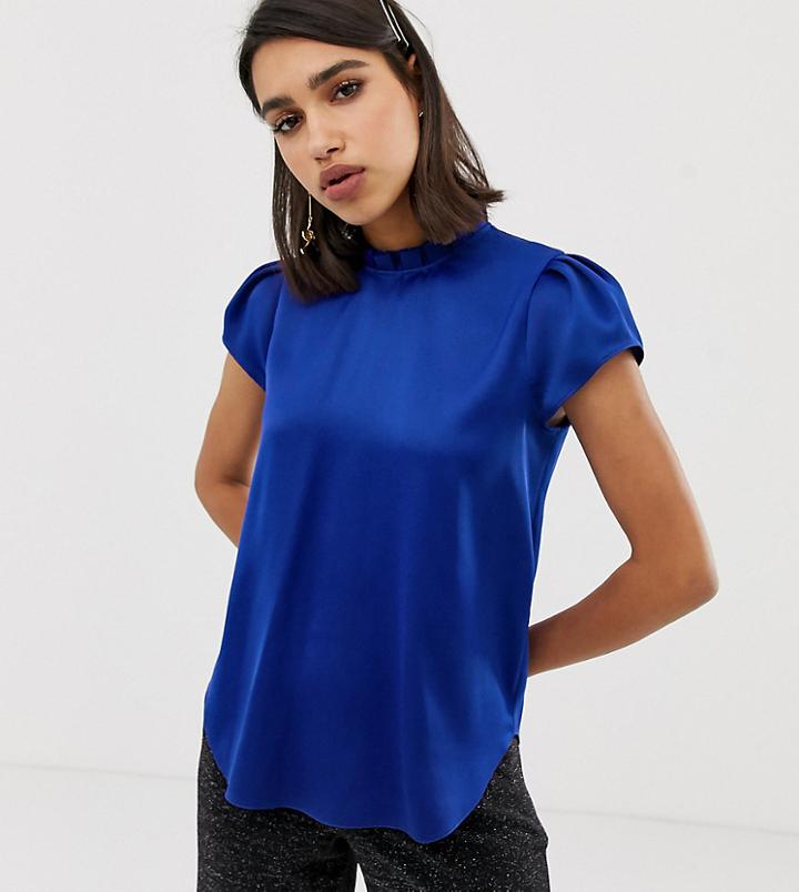 River Island Blouse With Cap Sleeves In Cobalt Blue - Blue