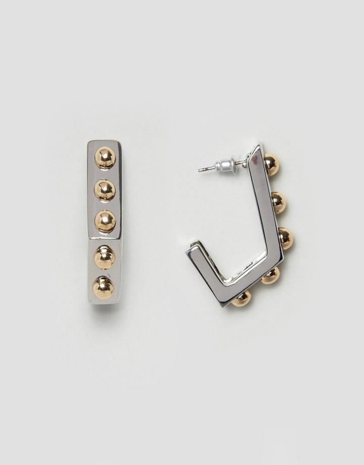Asos Ball Studded Hoop Earrings - Multi