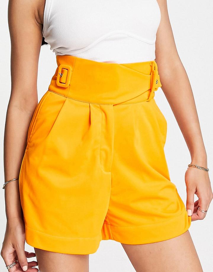 Unique21 High Rise Tailored Shorts In Mango - Part Of A Set-orange