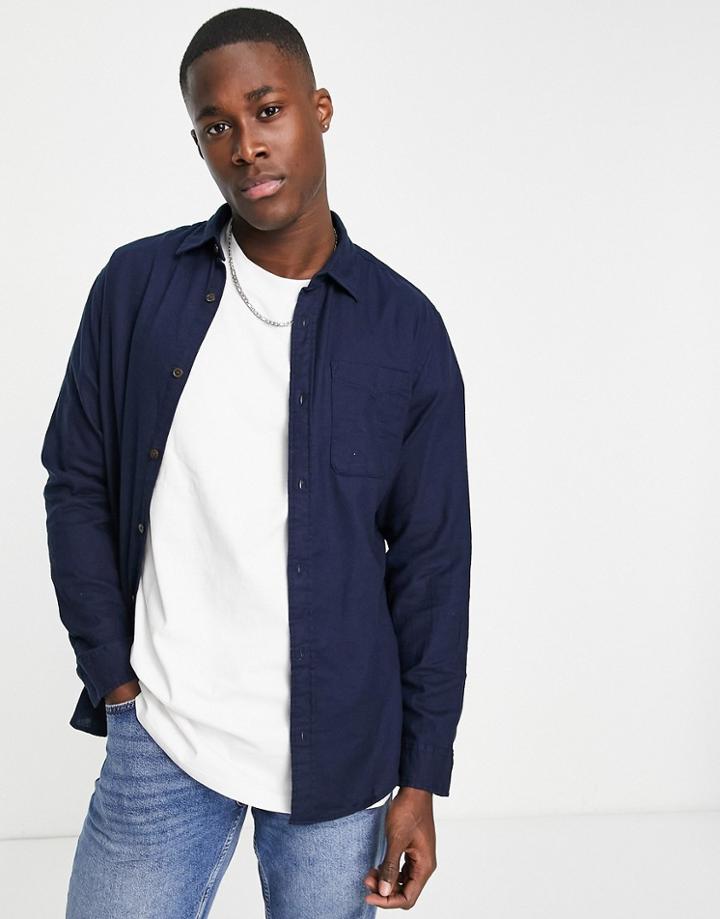 Jack & Jones Long Sleeve Shirt In Navy