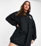 Asos Design Curve Oversized Mini Sweatshirt Hoodie Dress In Black With Ocean Drive Miami Print