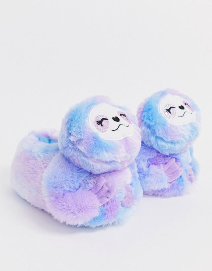 Asos Design Zena Sloth Slippers In Ombre Lilac-purple