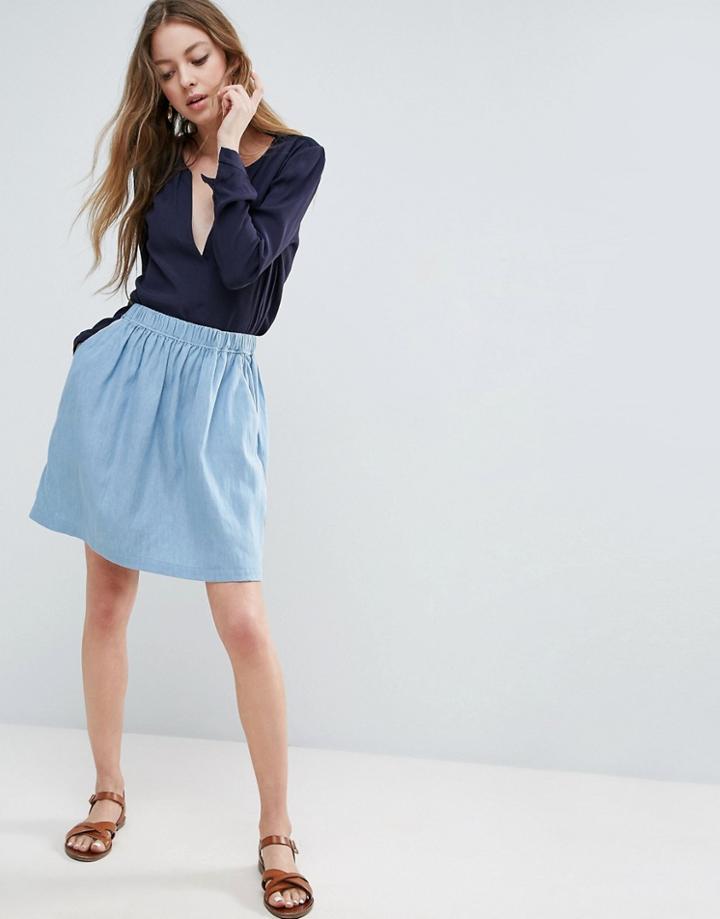 See U Soon Denim Chambre Skater Skirt - Blue