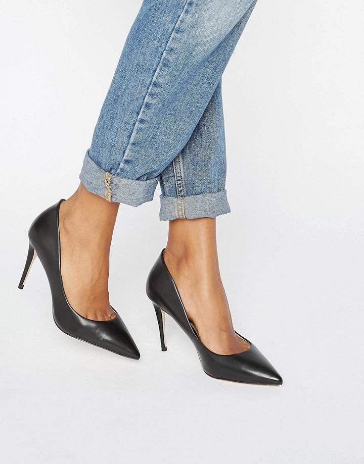 Aldo Joggins Black Leather Pointed Pumps - Black