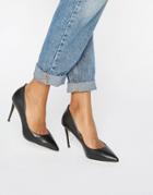 Aldo Joggins Black Leather Pointed Pumps - Black
