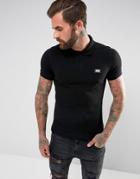 Love Moschino Polo In Black With Badge - Black