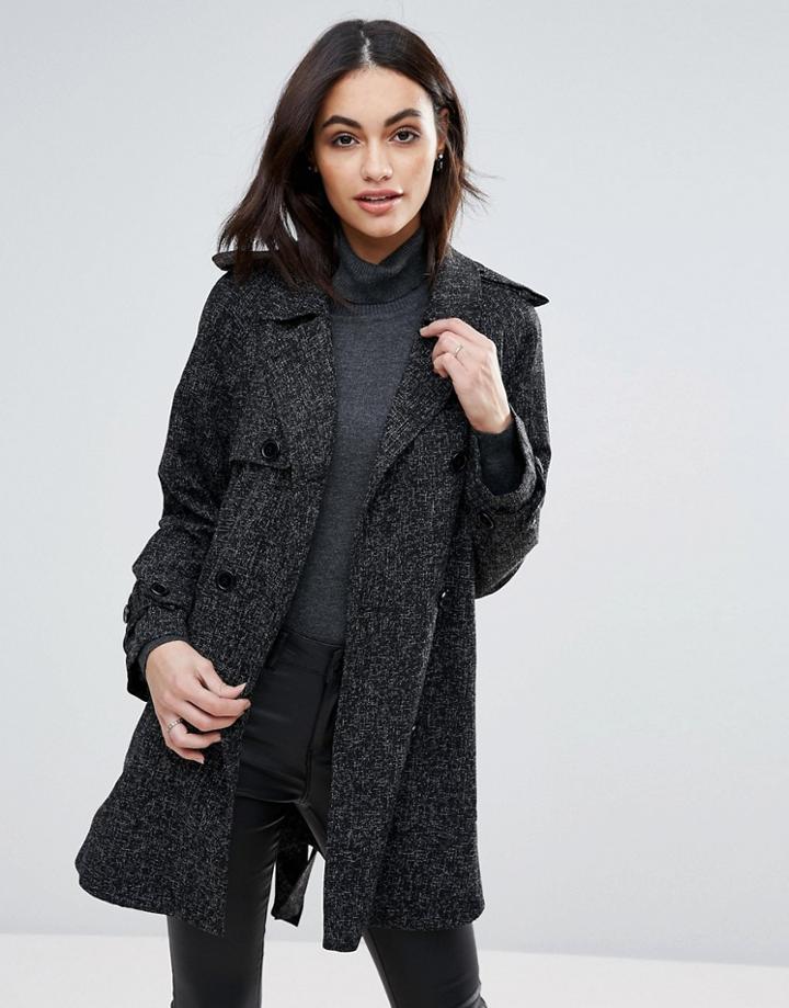 Jovonna Coat With Tie Waist - Black