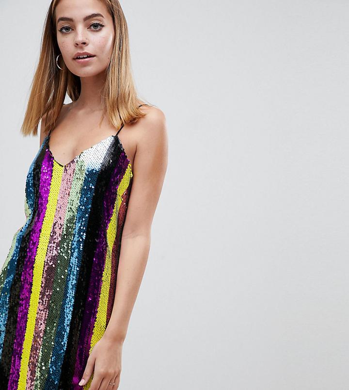 Asos Design Petite Stripe Sequin Cami - Multi