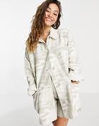 Topshop Lightweight Jacket In Neutral Camo Print-multi