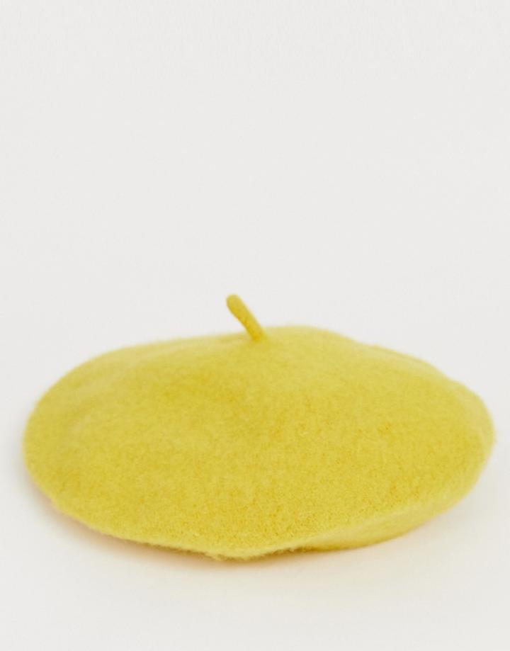 Weekday Wool Beret In Yellow - Yellow