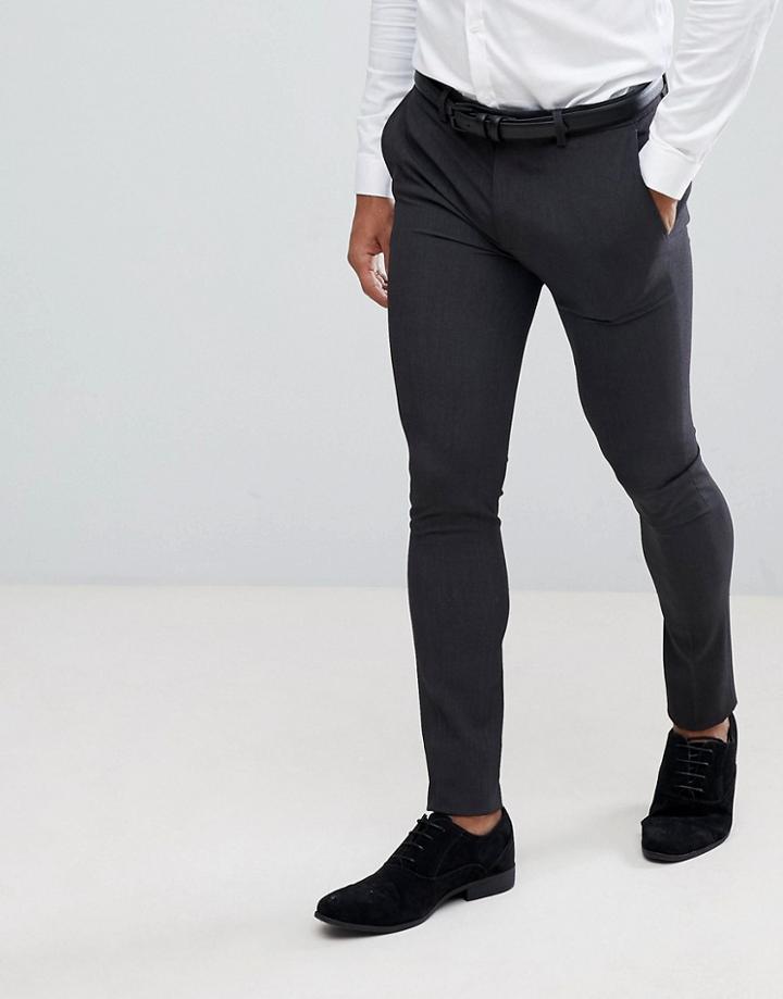 Asos Extreme Super Skinny Suit Pants In Charcoal - Gray