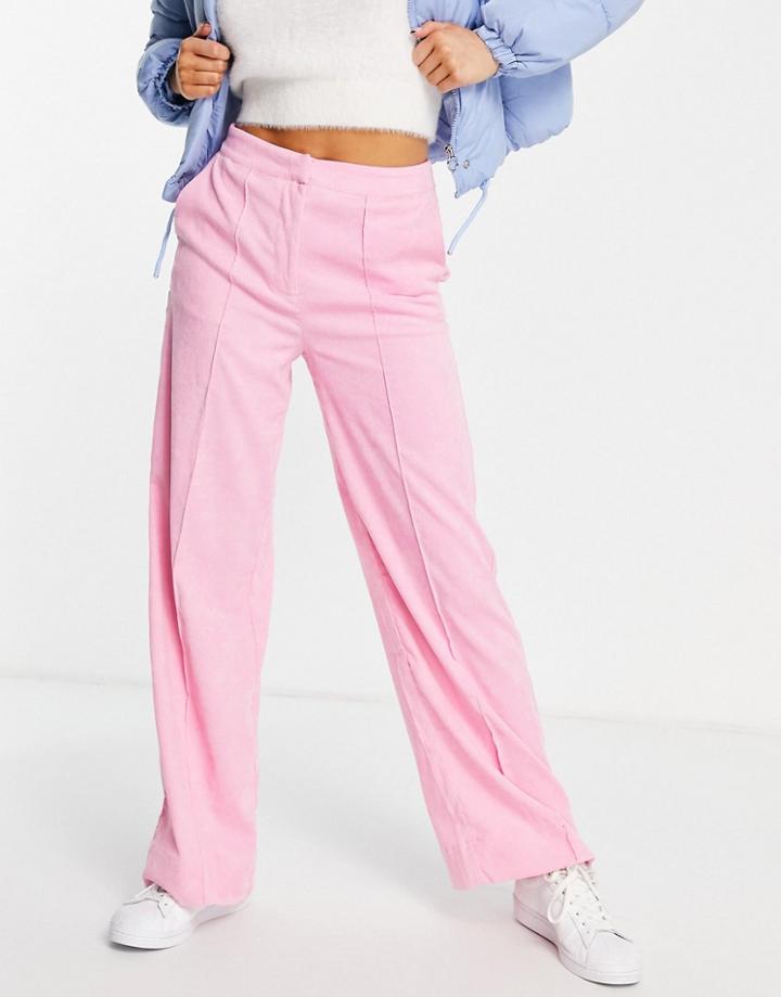Y.a.s Mini Cord Wide Leg Pants In Pink - Part Of A Set
