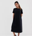Asos Design Petite Huge Midi Swing T-shirt Dress - Black