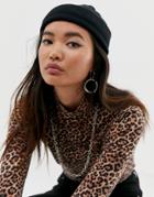 Asos Design Mini Fisherman Rib Beanie In Recycled Polyester In Black - Black