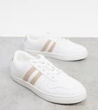 London Rebel Wide Fit Lace Up Sneakers-white