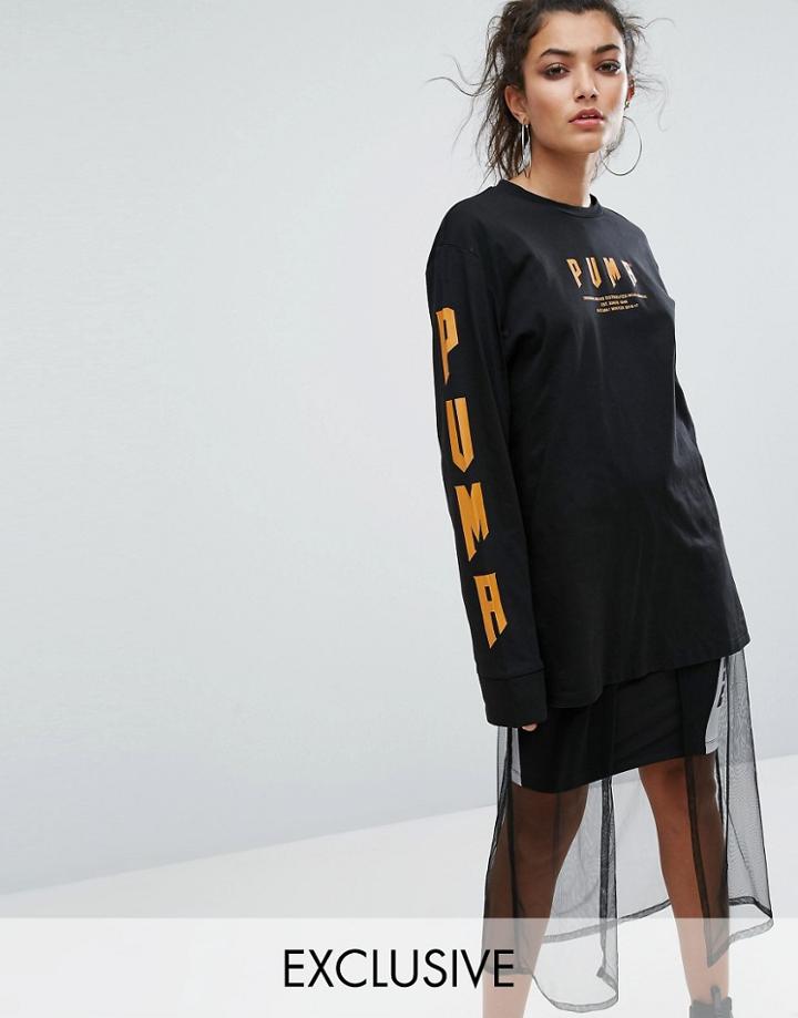 Puma Exclusive To Asos Statement Oversized Long Sleeve T-shirt - Black