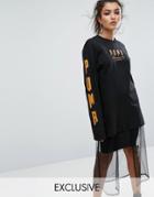 Puma Exclusive To Asos Statement Oversized Long Sleeve T-shirt - Black