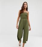 Miss Selfridge Bandeau Culotte Beach Jumpsuit In Green