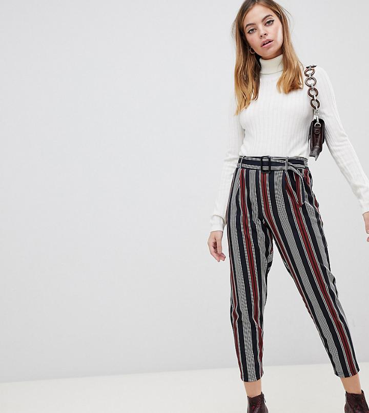 New Look Petite Stripe Pants In Black Pattern - Black