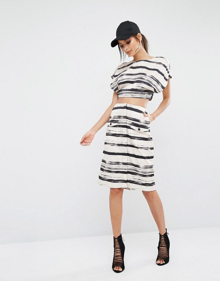 Kendall + Kylie Print Midi Skirt - Multi