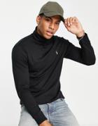 Polo Ralph Lauren Multi Icon Logo Roll Neck Long Sleeve Top In Black
