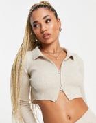 Fashionkilla Knit Zip Top In Ecru - Part Of A Set-white