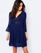 Ba & Sh Colette Smock Dress In Blue - Bleu