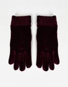 Svnx Velvet Gloves In Purple-brown