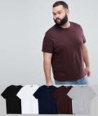 Asos Plus T-shirt With Crew Neck 5 Pack Save - Multi