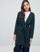 Only Chunky Belted Knit Cardigan - Green