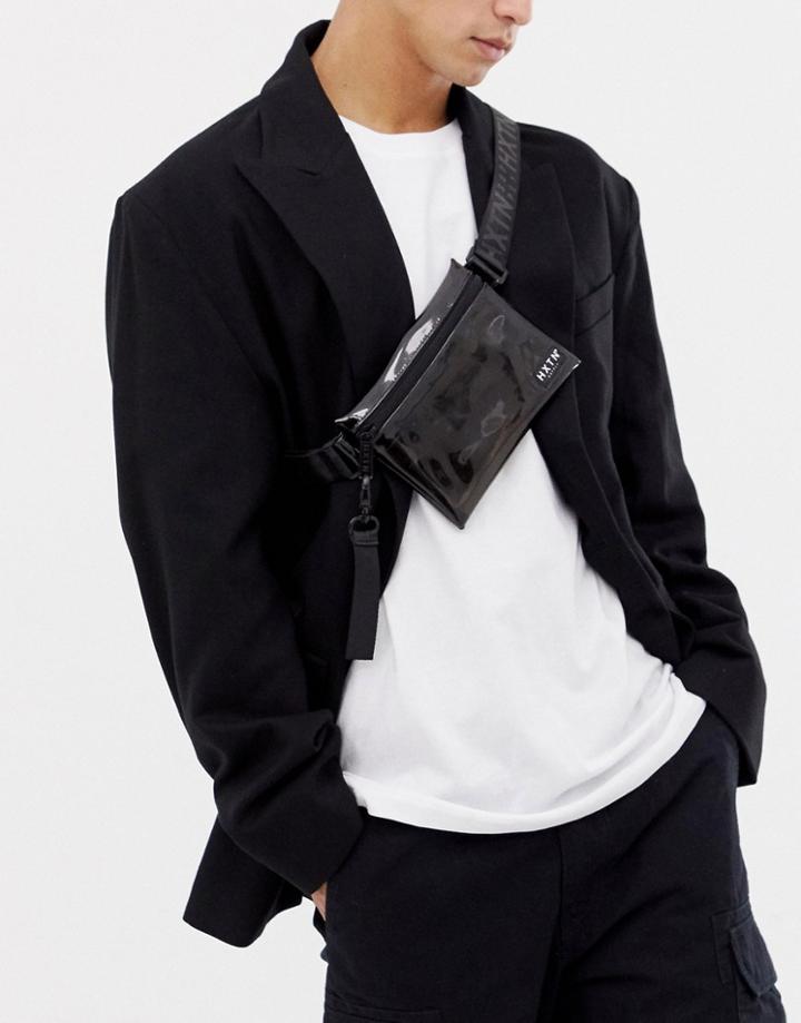 Hxtn Supply Transparent Cross Body Fanny Pack In Black