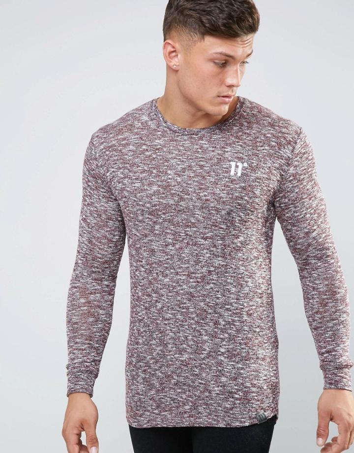 11 Degrees Long Sleeve T-shirt With Fleck - Red