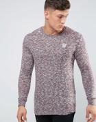 11 Degrees Long Sleeve T-shirt With Fleck - Red