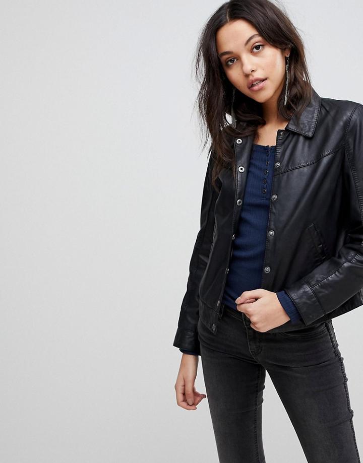 Goosecraft Leather Coach Jacket - Black