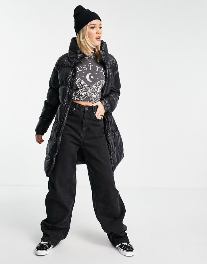 Brave Soul Rio Longline Puffer Jacket-black