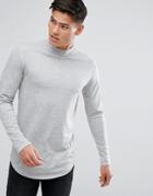 Only & Sons Longline Long Sleeve T-shirt With High Neck Detail - Black