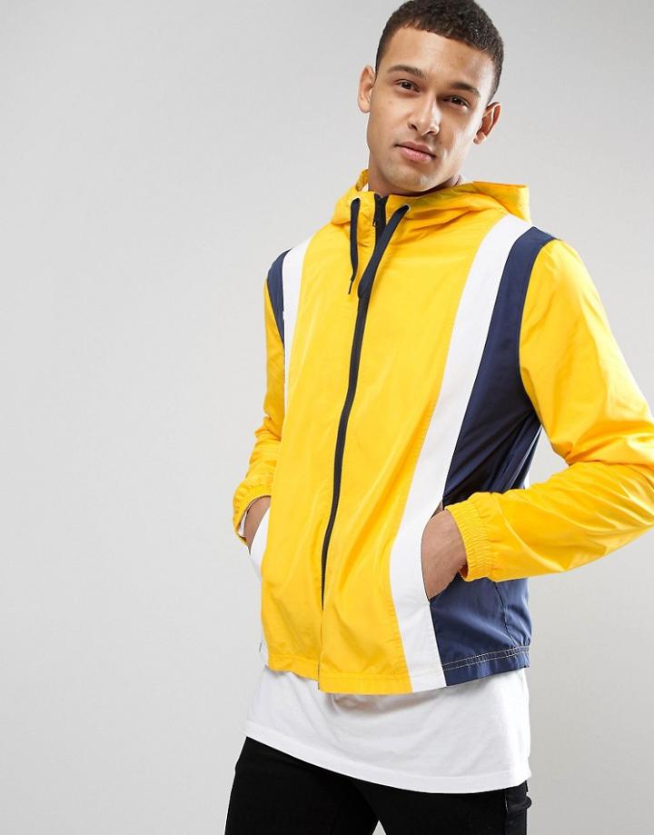 Asos Zip Through Windbreaker In Yellow - Yellow