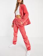 Adidas Originals 'comfy Cords' Corduroy High Waisted Wide Leg Suit Pants In Pink