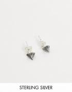 Asos Design Sterling Silver Studs With Thorn Design In Burnished Silver