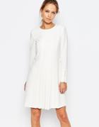 Ted Baker Front Detail Pleat Dress - Cream