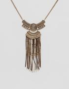 New Look Bronzed Tassel Festival Necklace - Gold