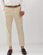 Asos Design Cigarette Suit Pants In Cream Pinstripe