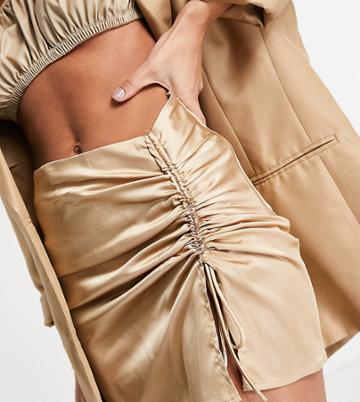 Ei8th Hour Ruched Side Mini Skirt In Gold Satin