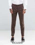 Heart & Dagger Skinny Suit Pants In Tonal Check - Brown
